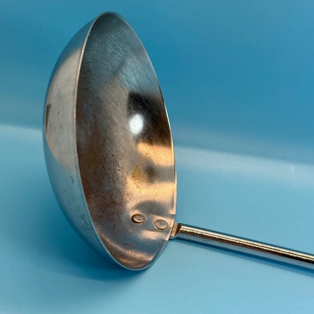 VTG Ekco Soup Ladle USA Stainless Steel Cream Plastic Handle MCM Retro Utensil‎
